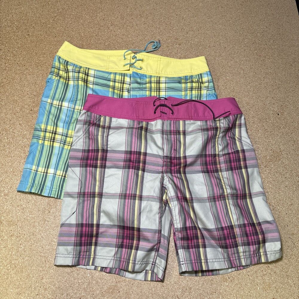 Lot 2 The North Face Women's Sz 16 Plaid Bermuda Board Walking Shorts B1